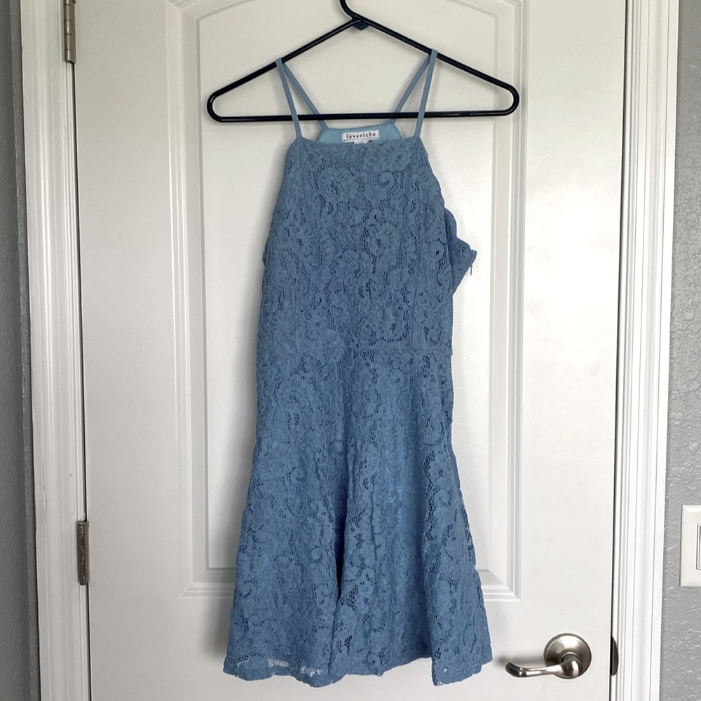 Blue Floral Pattern Dress - Size Medium